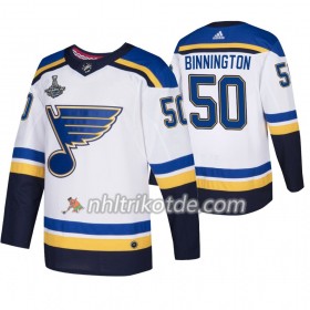 St. Louis Blues Trikot Jordan Binnington 50 Adidas 2019 Stanley Cup Champions Weiß Authentic - Herren